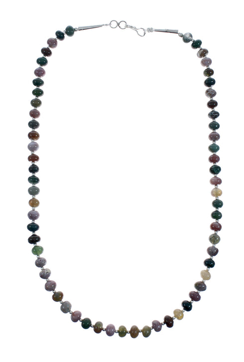 Multicolor Jasper Sterling Silver Navajo Bead Necklace X10116
